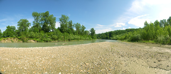 Muddy waters of a mountain river