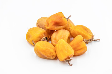 Dry hoshigaki persimmon on white