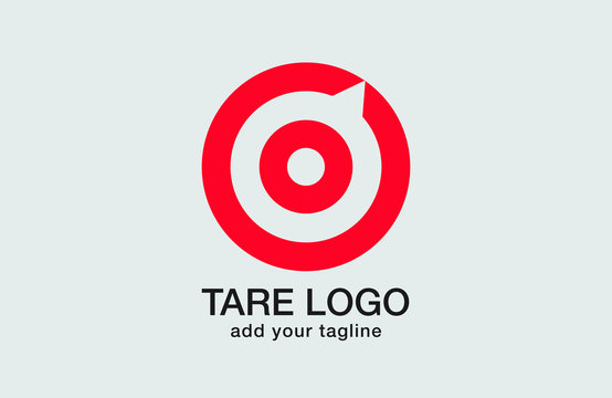 Target logo. Red aim, arrow, compass, speech bubble, Idea concept, perfect hit, winner, target goal icon. Success abstract logo. Corporate identity set. Poster design in horizontal and vertical.