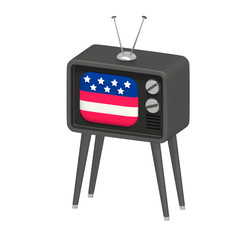 United States of America Political Advertisements Ads playing on Television Media Retro TV on isolated white background 3D Illustration