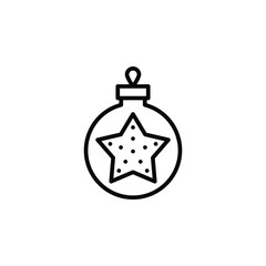 Christmas tree toy line thin icon on white background. Vector illustration eps10.