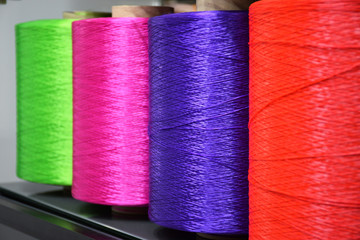 Large colorful polypropylene threads set. Multicolored bobbin thread. Polypropylene multifilament...