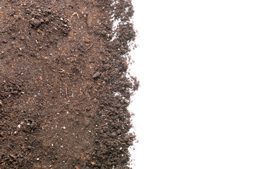Brown soil on white background