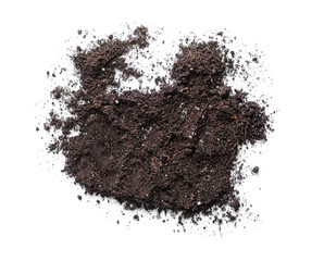 Heap of soil on white background