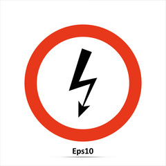 High voltage sign. Vector Illustration. Red prohibition sign. Stop symbol