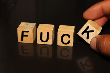 FUCK made with building blocks isolated