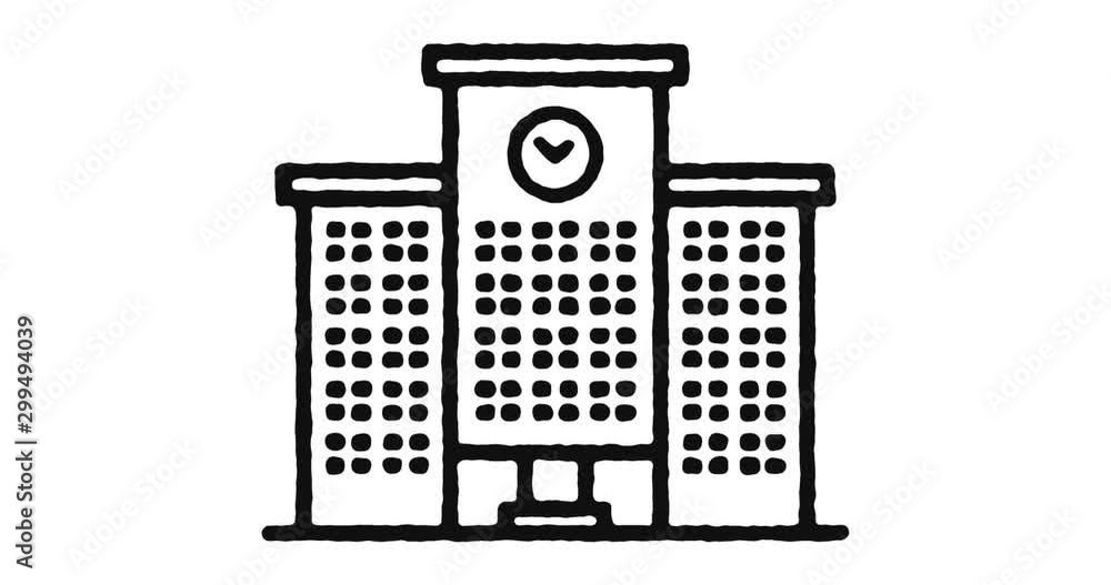 Poster high school outline icon animation footage/video. hand drawn like symbol animated with motion graphi