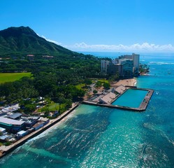 Aerial view of Waikiki beach 