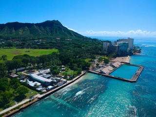 Aerial view of Waikiki beach Hawaii 