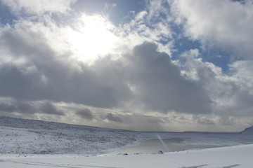 snow covered mountain in winter
