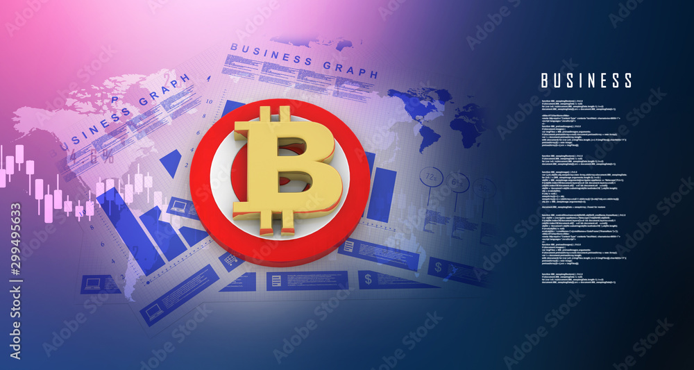 Poster 3d rendering bitcoin sign with target
