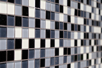 Mosaic Background of Black, White And Gray Ceramic squareTiles