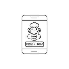 Online food order concept. Outline thin line flat illustration. Isolated on white background. 