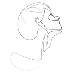 One line girl or woman portrait design. Hand drawn minimalism style. Vector illustration