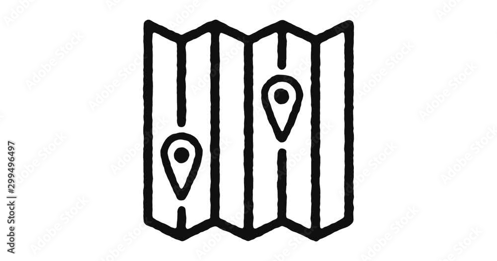 Poster travel app outline icon animation footage/video. hand drawn like symbol animated with motion graphic