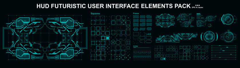 Futuristic virtual graphic touch user interface, HUD interface elements. HUD dashboard display