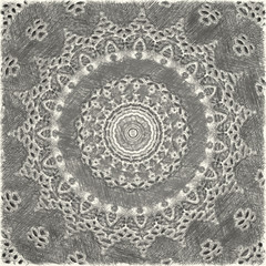 Black and white Mandala Shape on paper for background. Wallpaper shape. Backdrop texture wall and have copy space for text