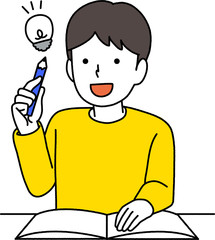 アイデアが浮かぶ男の子