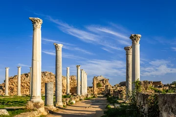 Fotobehang Cyprus Rows of ancient columns at Salamis, Greek and Roman archaeological site, Famagusta, North Cyprus