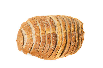 bread loaf isolated on white background,top view