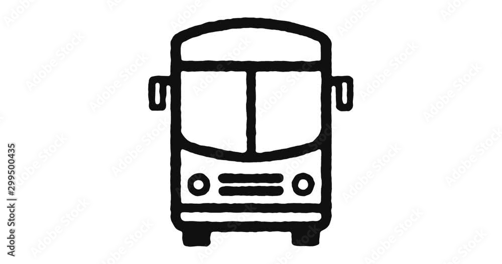 Poster public bus outline icon animation footage/video. hand drawn like symbol animated with motion graphic