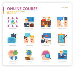 Online course icon set