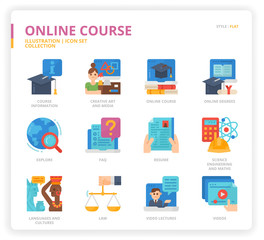Online course icon set
