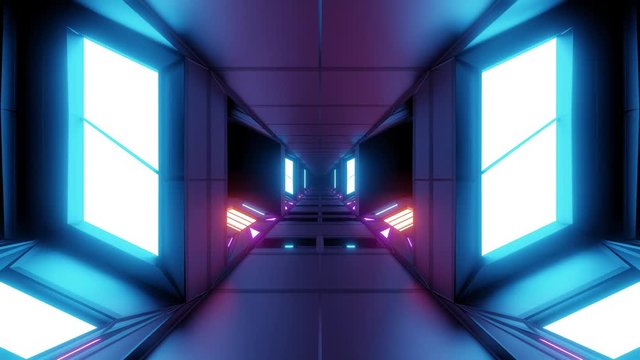 futuristic scifi technic space hangar tunnel corridor 3d illustration live wallpaper motion background design club visual vj loop