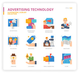 Advertising technology icon set