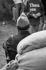 Rear view of a soldier and 'thank you' in a sweater