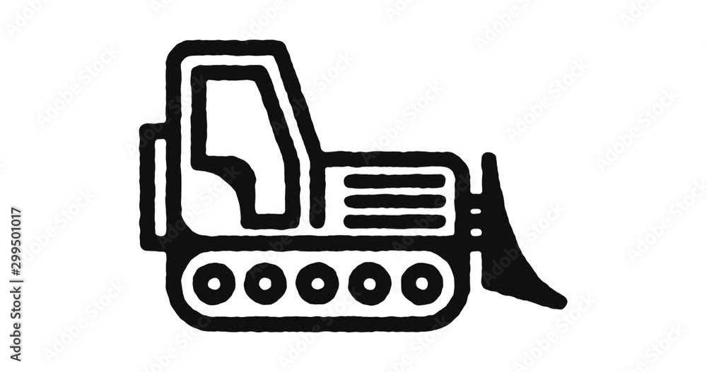 Aufkleber bulldozer outline icon animation footage/video. hand drawn like symbol animated with motion graphic,