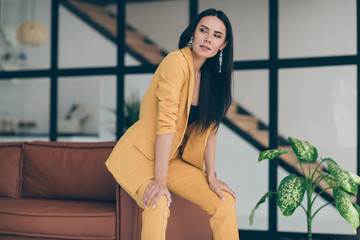 Portrait of her she nice fashionable attractive lovely charming stunning dreamy lady new home...