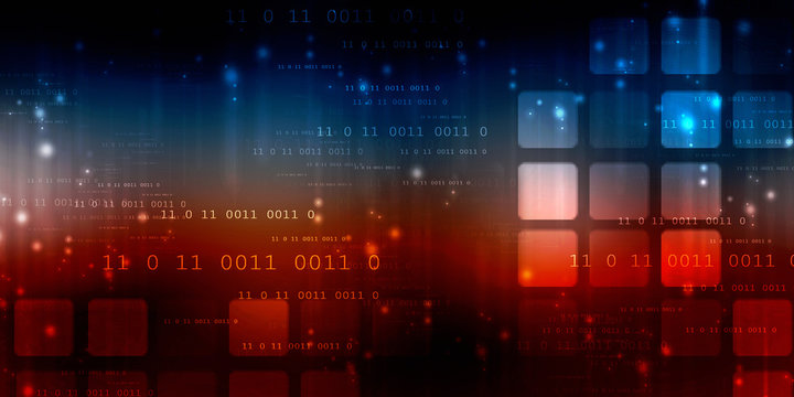 2d illustration abstract digital binary data on computer screen