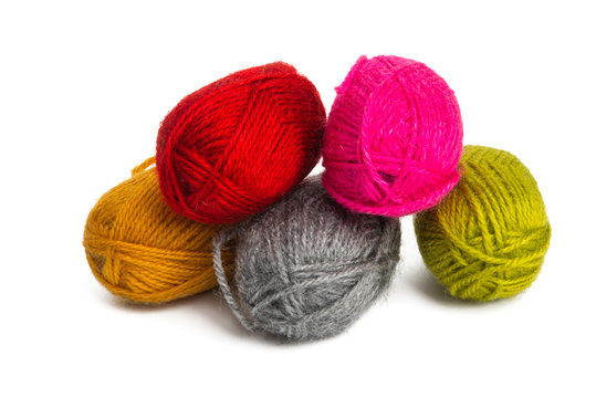 colored skeins of yarn isolated