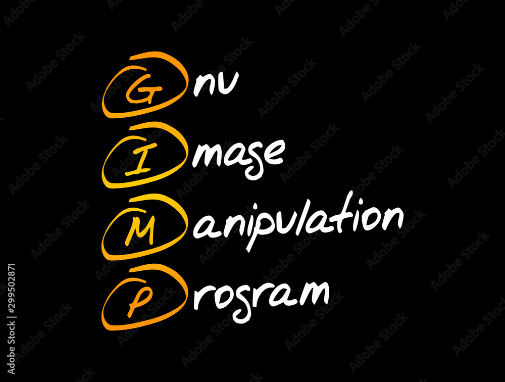 Poster GIMP - Gnu Image Manipulation Program acronym, concept background