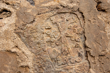 Khachkar, embedded in the wall of the church.