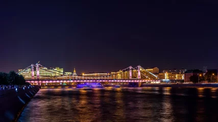 Foto op Plexiglas Crimean bridge illuminated at night in Moscow © Andrey Nikitin