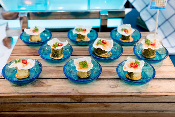 fish tofu with tom yum sauce,cocktail party food