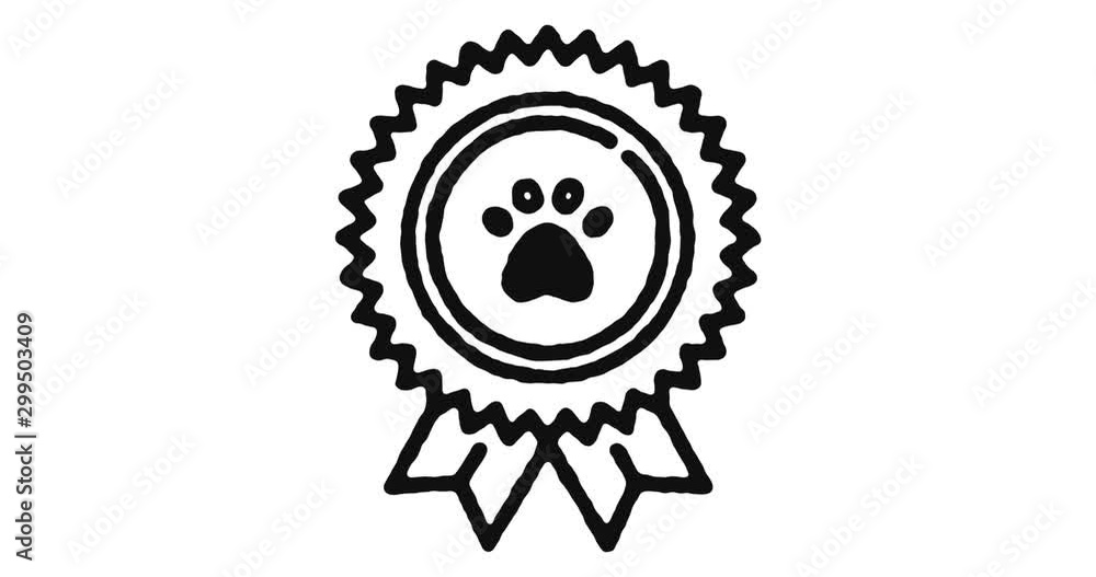Poster pet badge outline icon animation footage/video. hand drawn like symbol animated with motion graphic,