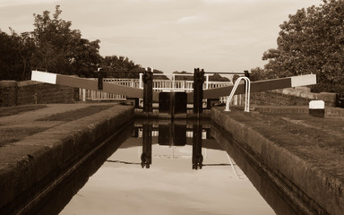 Tranquil Lock on the Shropshire Union Canal in England