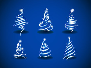 Collection of modern abstract Christmas trees