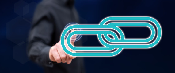 Man touching a link concept