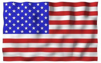 Naklejka premium Waving flag of the United States of America. Stars and Stripes. State symbol of the USA. 3D illustration