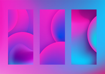 Neon fluid liquid vector background set