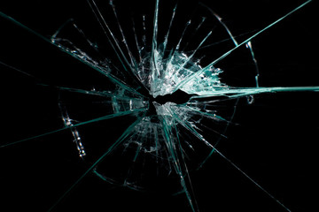 broken glass on a black background
