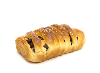 raisin cinnamon bread isolated on white background