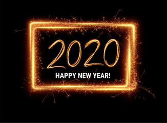 Gold 2020 Happy New Year party invitation background