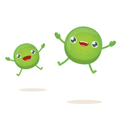 cartoon happy tiny baby pea character isolated on white background. vegetable funky character