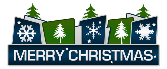 Merry Christmas Rounded Squares On Top Blue 