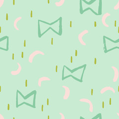 Vector abstract seamless pattern with cute hand drawn shapes. Modern simple texture with brush strokes elements.